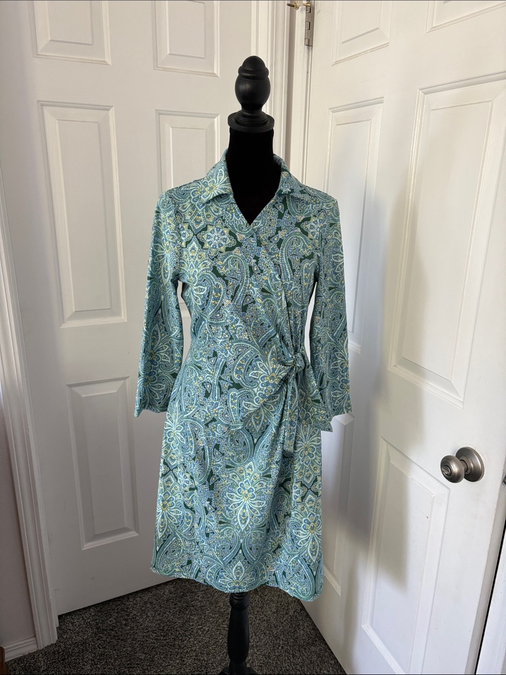 Talbots Jersey Faux Wrap Dress in Paisley